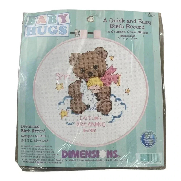 Vintage Dimensions Baby Hugs #72561 Birth Record Counted Cross Stitch Kit Sealed - Picture 1 of 6
